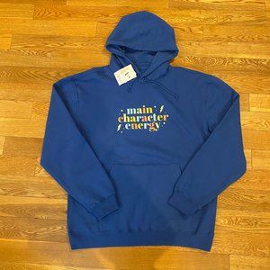 LuLa Roe Alex Pullover Hoodie Sweatshirt Blue XL Main Character Energy NWT